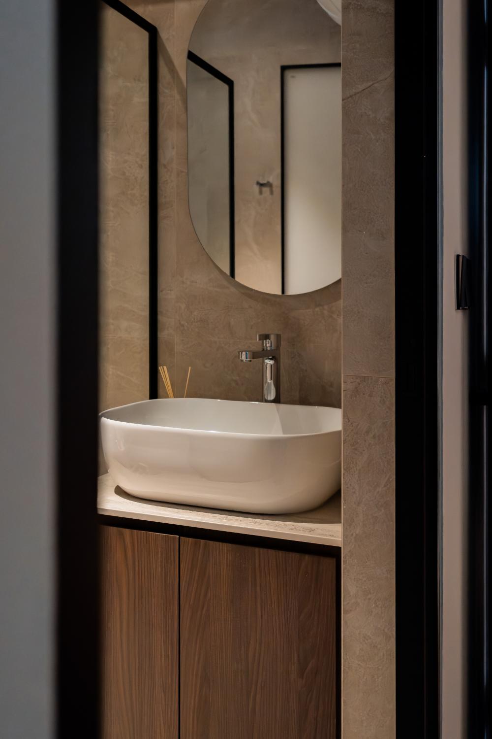 Vintage Bathroom with Countertop and Homogeneous Tiles