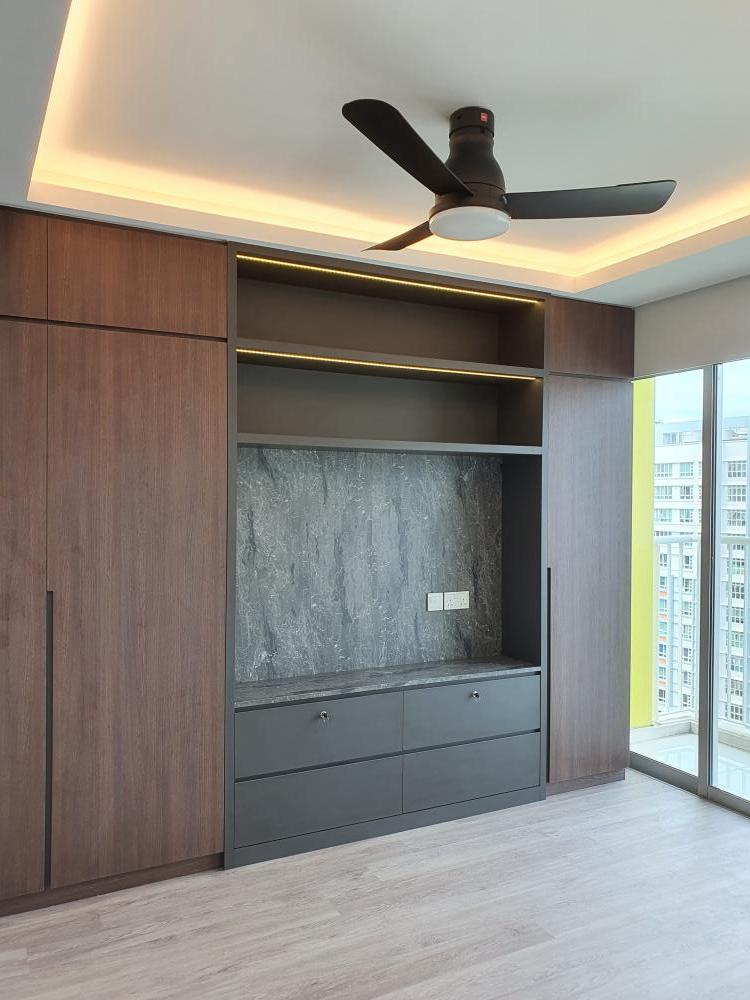 Contemporary Bedroom with TV Console and Wardrobe