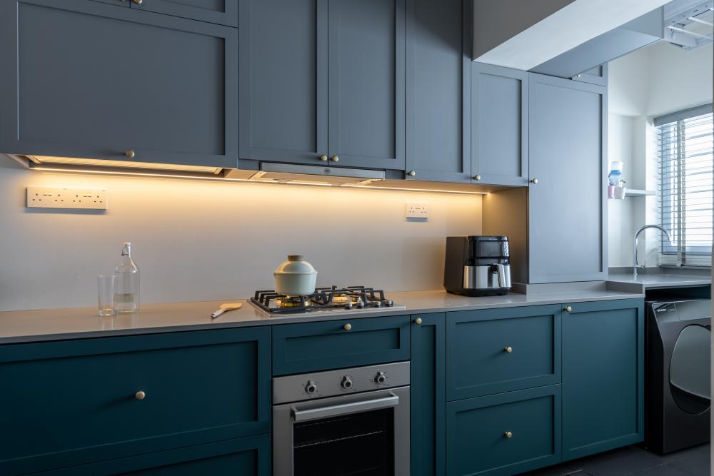 Country Kitchen with Countertop and Washing Machine
