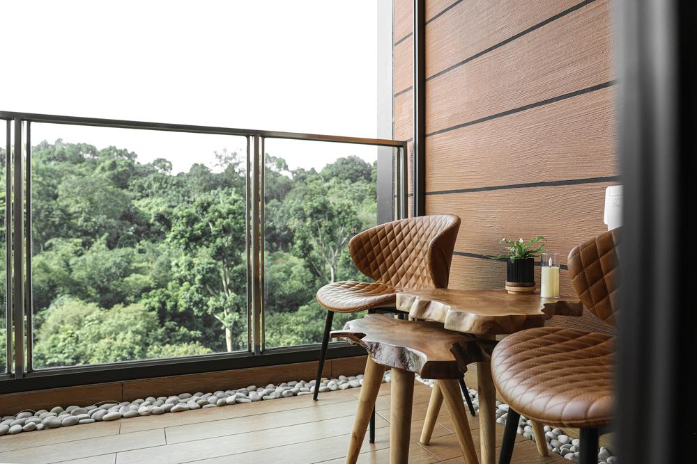 Modern Balcony with Outdoor Chairs and Houseplants