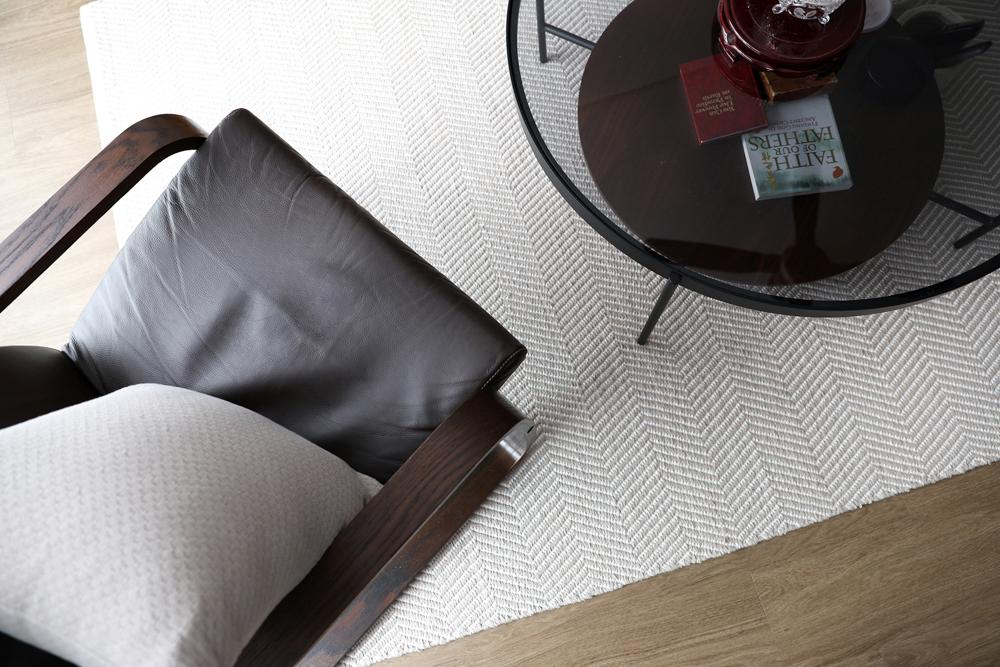 Asian Living Room with Coffee Table and Rugs