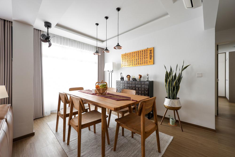 Asian Dining Room with Vinyl Flooring and Dining Table