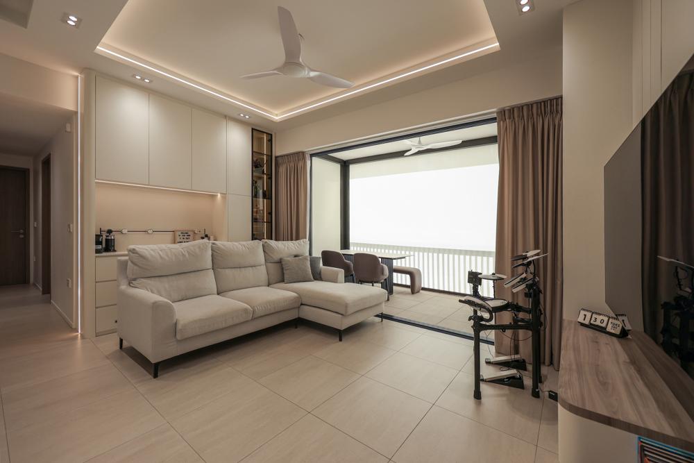 Minimalist Living Room with Storage Cabinets and Display Cabinets
