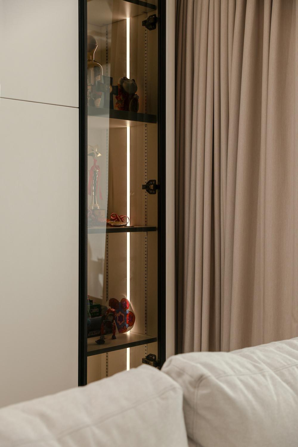 Minimalist Living Room with Storage Cabinets and Display Cabinets