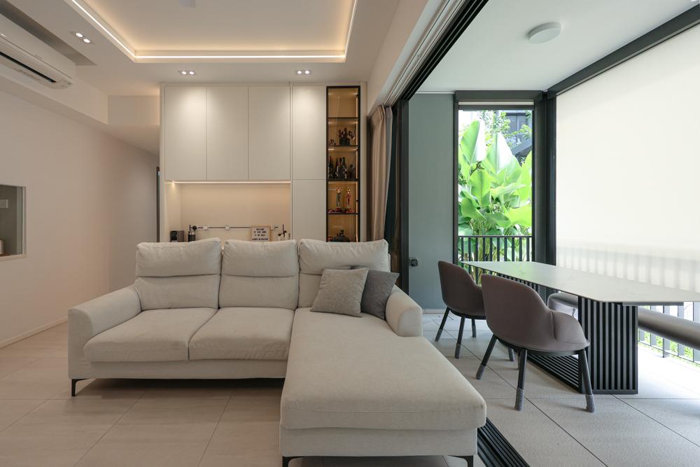 Minimalist Living Room with Storage Cabinets and Display Cabinets