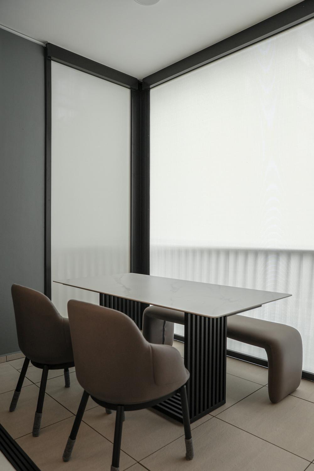 Minimalist Balcony with Outdoor Table and Outdoor Chairs