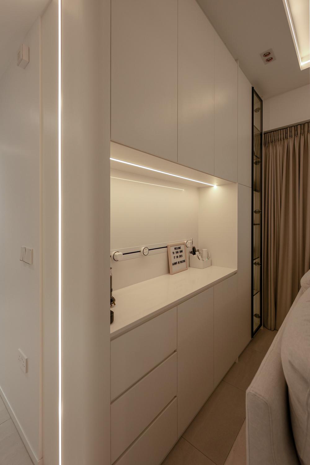 Minimalist Living Room with Storage Cabinets and Display Cabinets