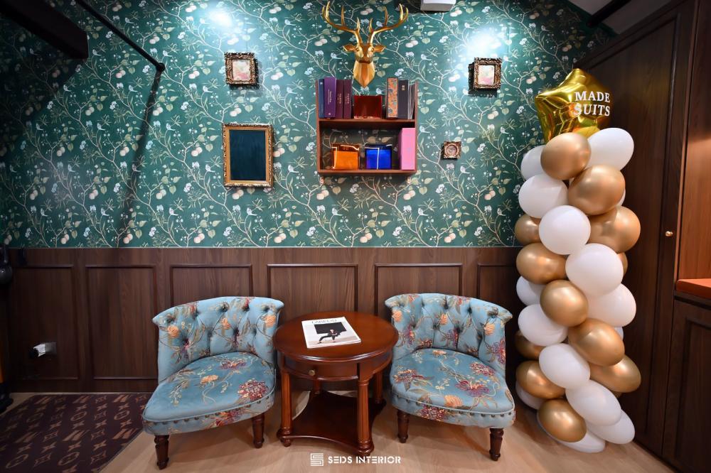 Vintage Studio with Bookshelf and Settee