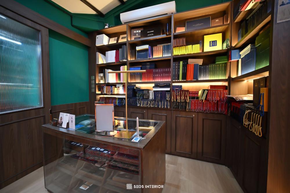 Vintage Study with Bookshelf and Drop Light
