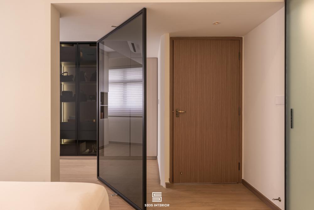 Minimalist Bedroom with Queen Bed and Bed