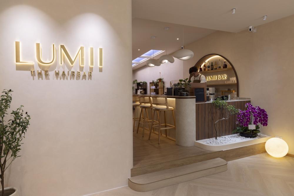 Scandinavian Retail with Herringbone Tiling and Bar Counter