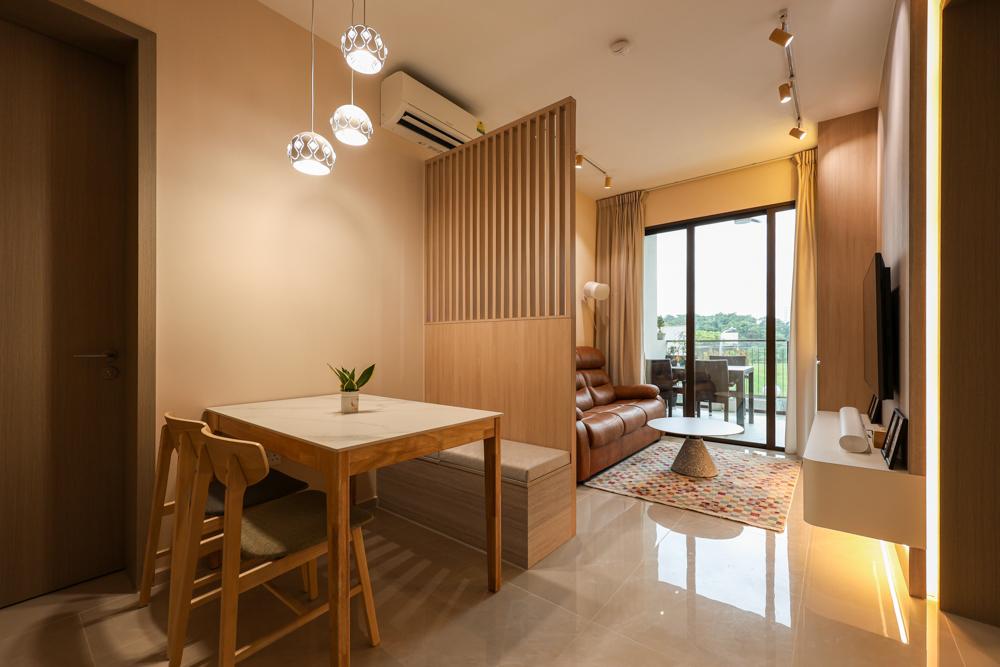 Scandinavian Dining Room with Settee and Feature Wall