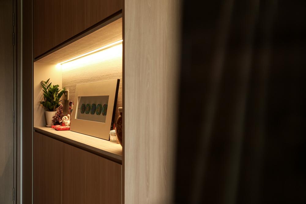 Scandinavian Foyer with Storage Cabinets and Display Cabinets