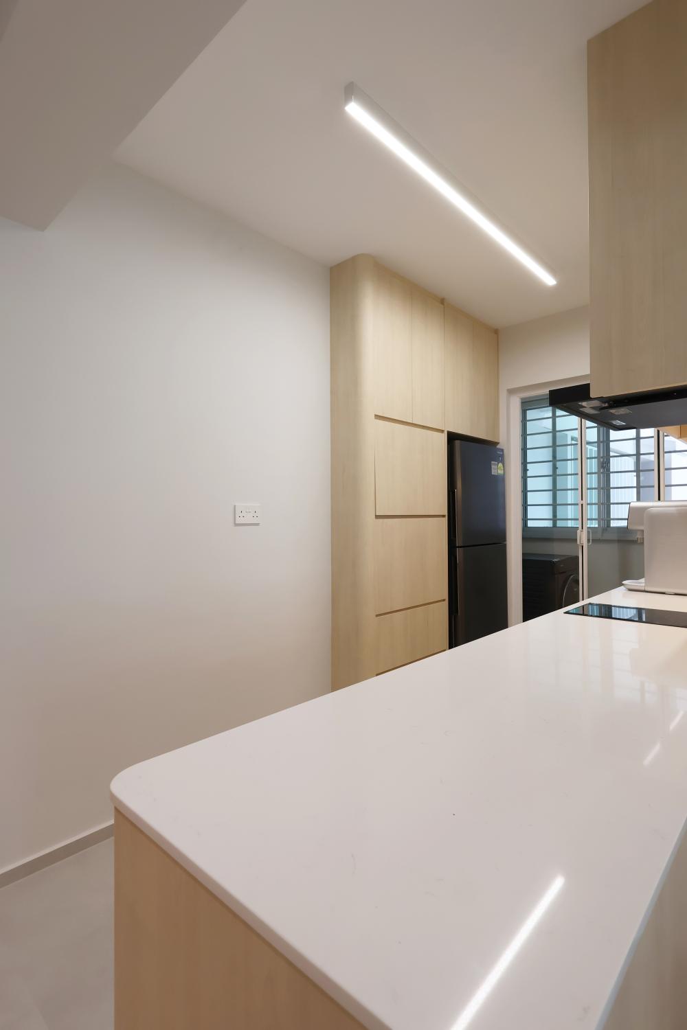 Minimalist Kitchen with Kitchen Island and Cupboard