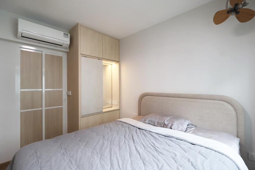 Minimalist Bedroom with Wardrobe and Bed