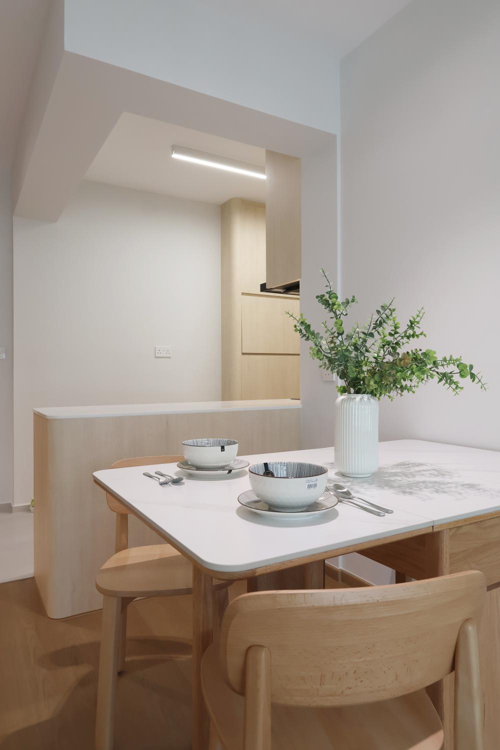 Minimalist Dining Room with Dining Table and Lighting