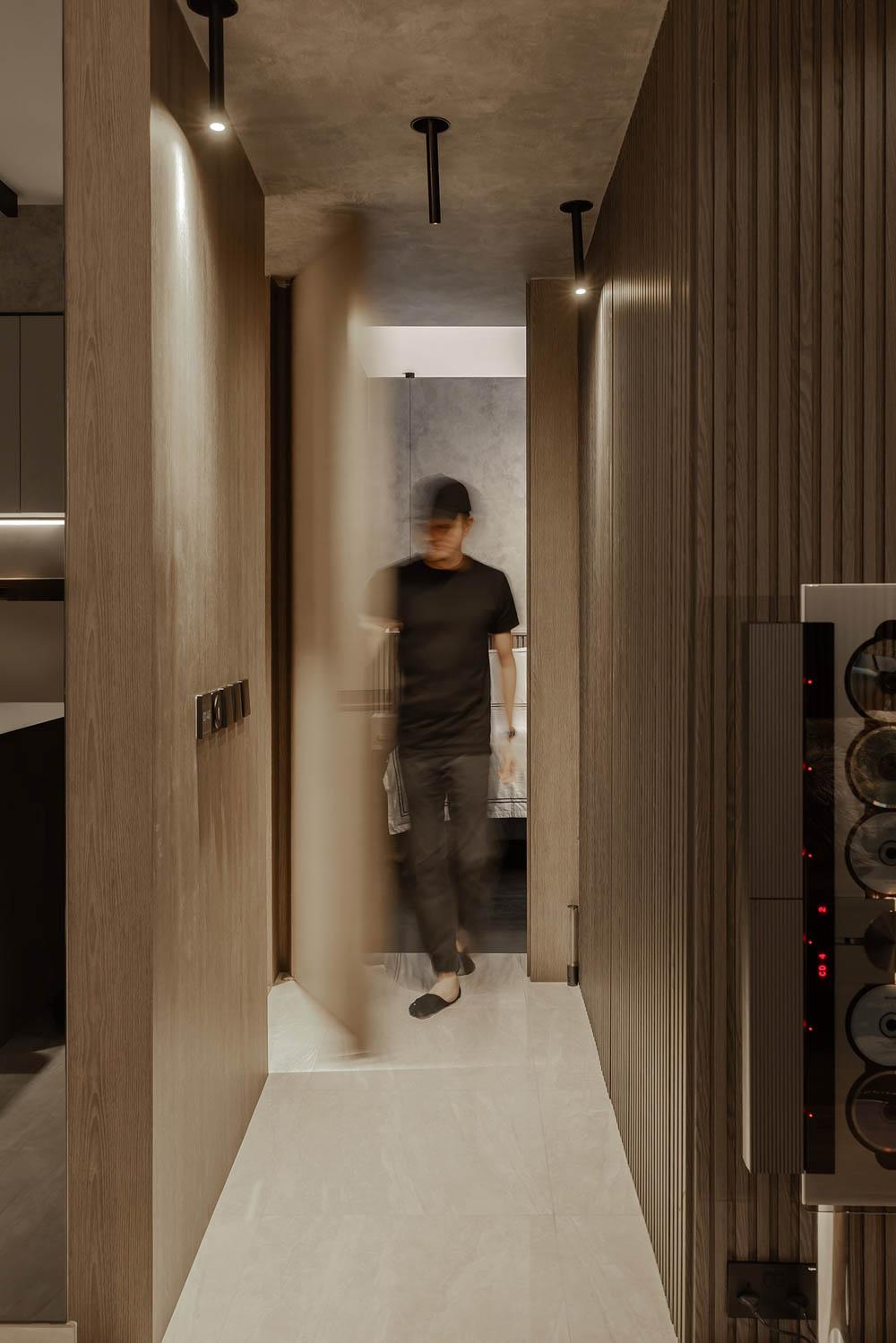 Modern Hallway with Feature Wall and Lighting