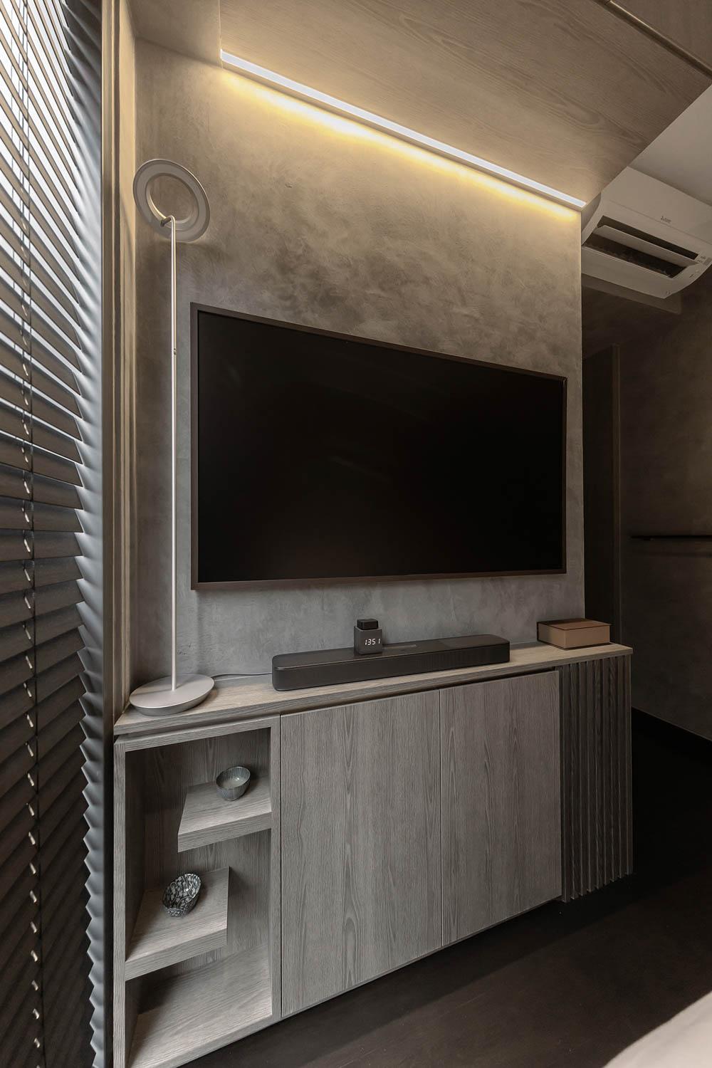 Modern Bedroom with TV Console and Storage Cabinets