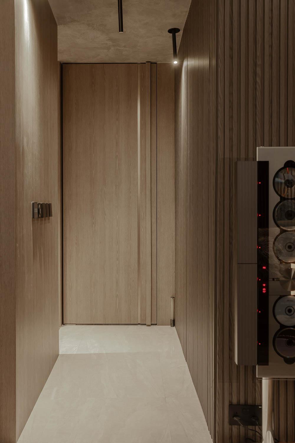 Modern Hallway with Feature Wall and Lighting