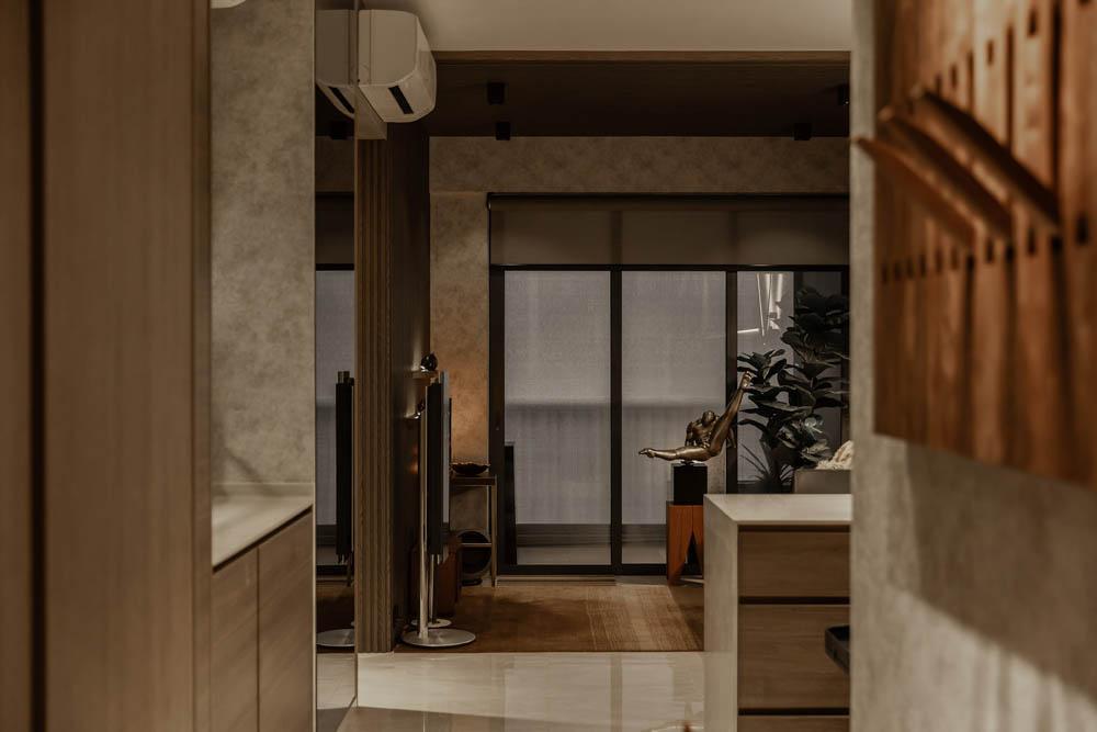 Modern Living Room with Feature Wall and Storage Cabinets