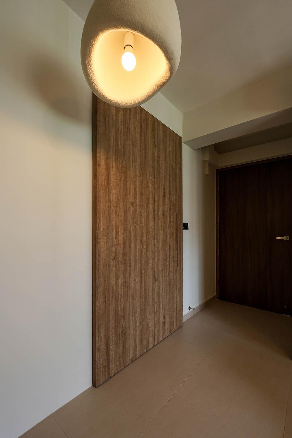 Minimalist Bathroom with Lighting and Doors