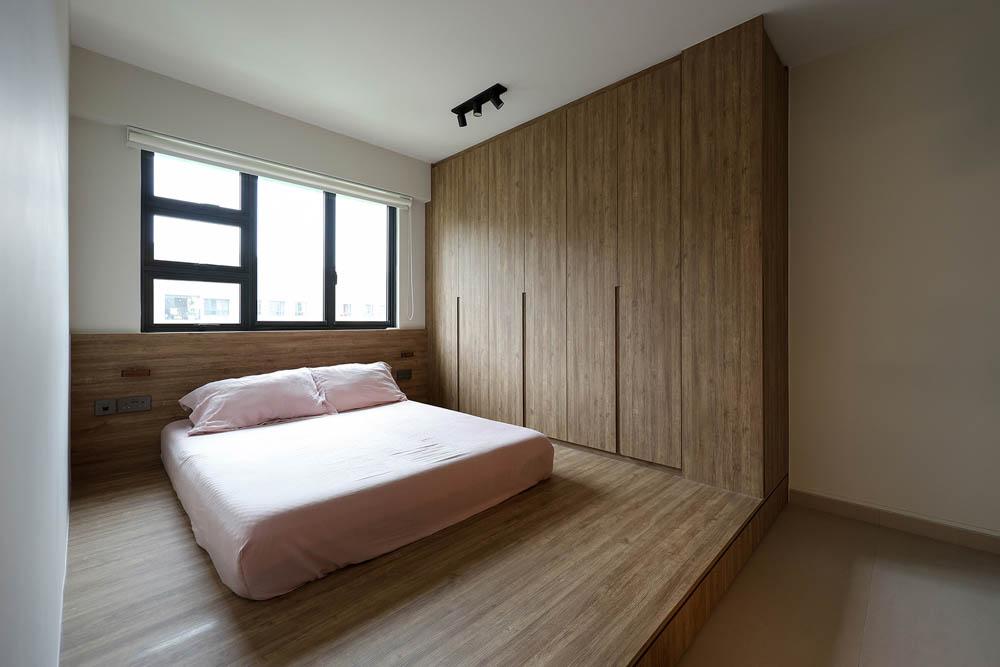 Minimalist Bedroom with Platform Bed and Wardrobe