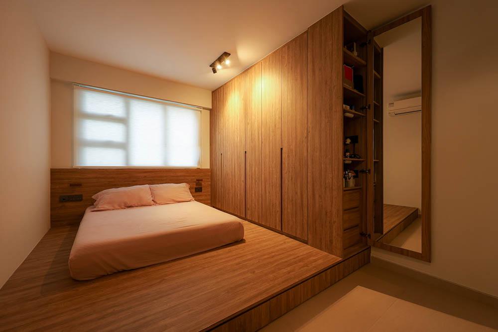Minimalist Bedroom with Platform Bed and Wardrobe