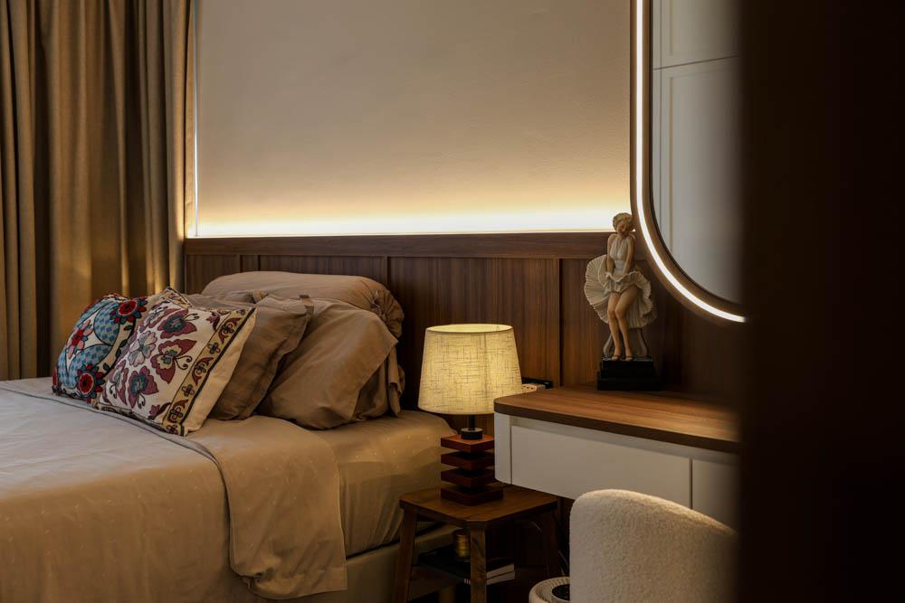 Modern Bedroom with Mirror and Built-in Bed