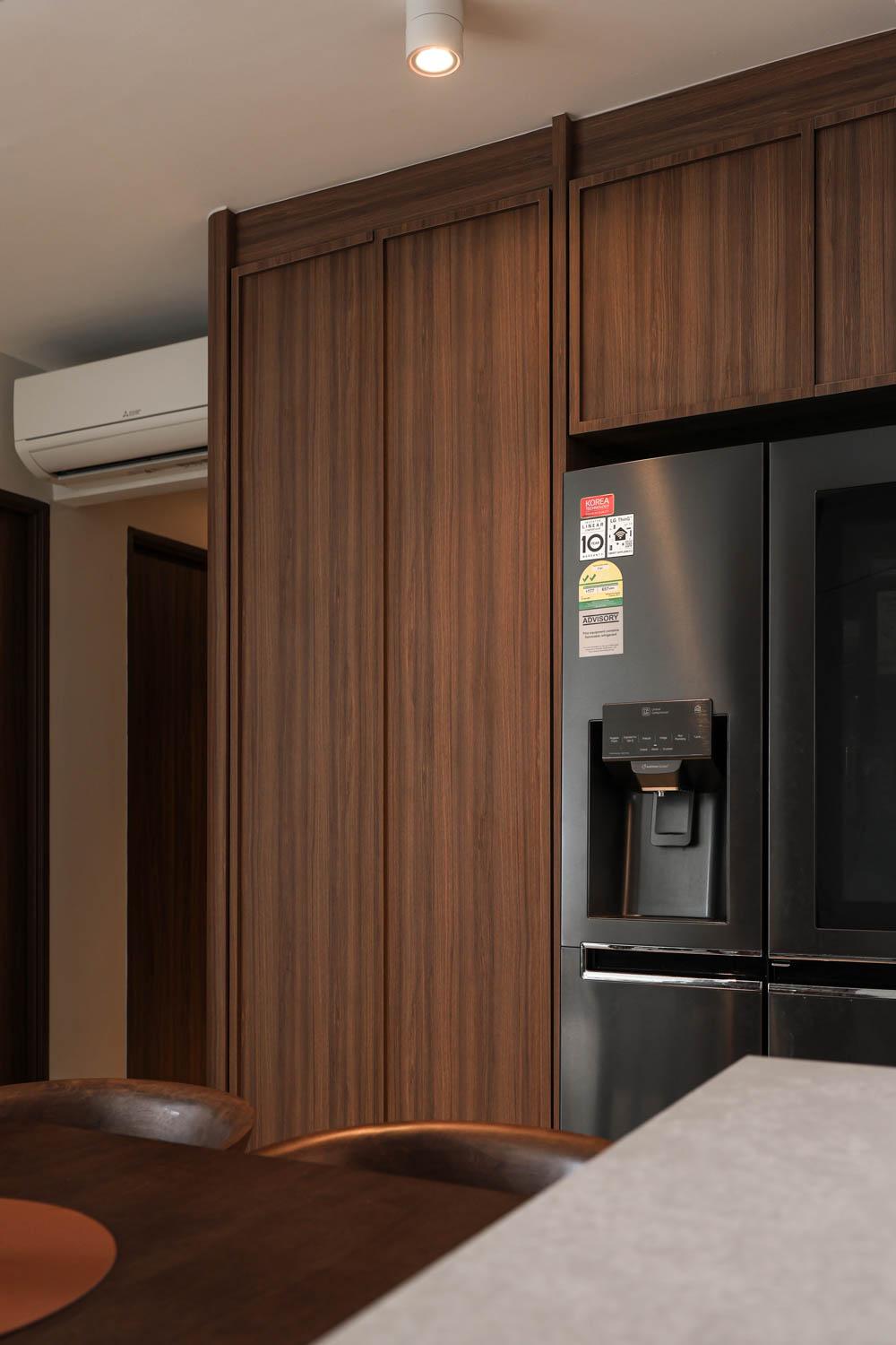 Modern Dining Room with Storage Cabinets and Lighting