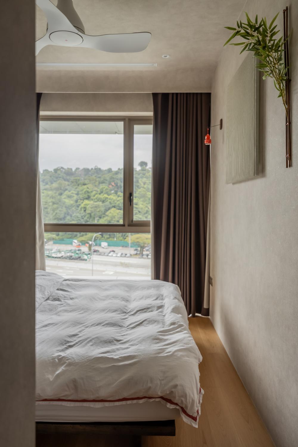 Modern Bedroom with Paintings and Bed