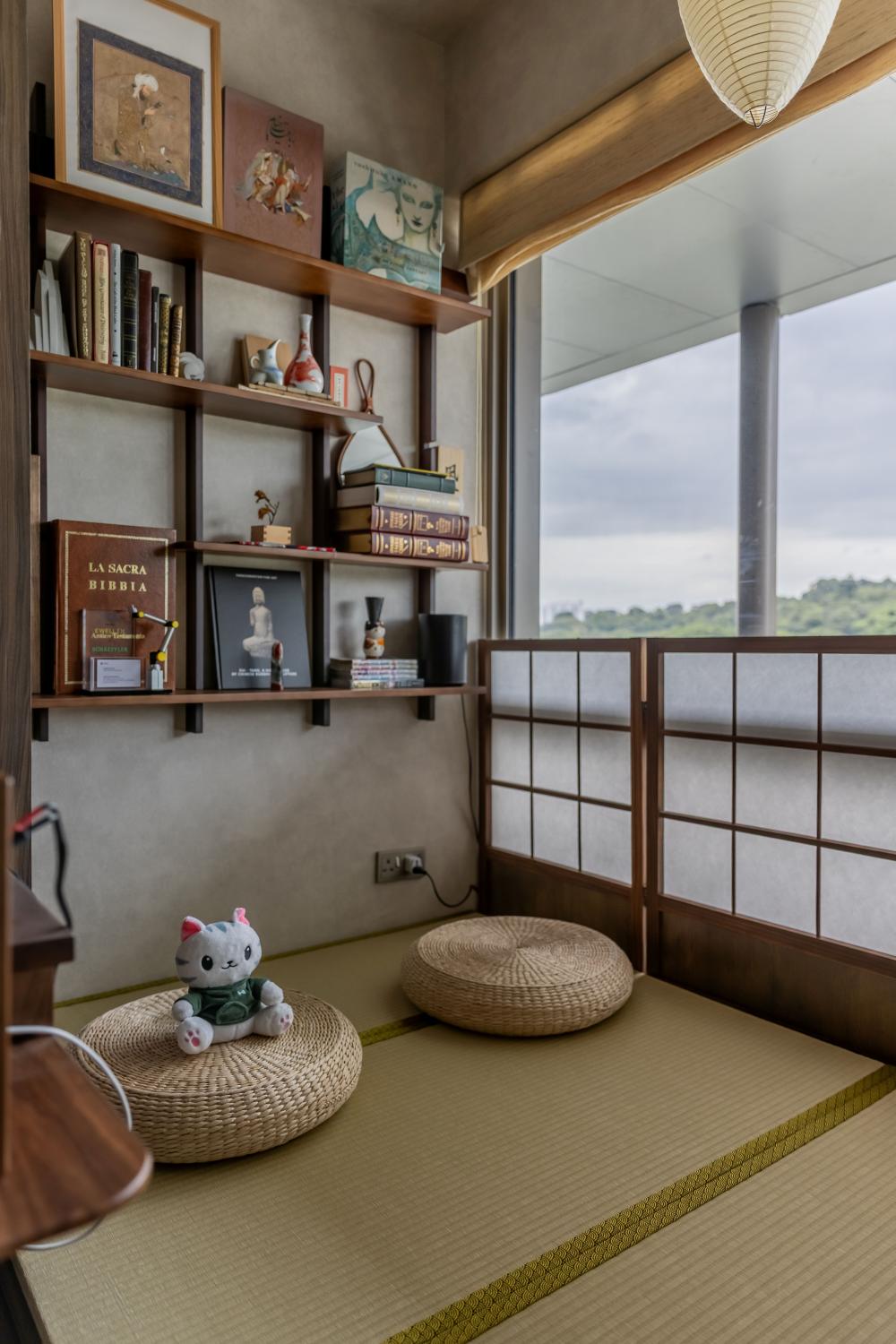Modern Study with Bookshelf and Drop Light
