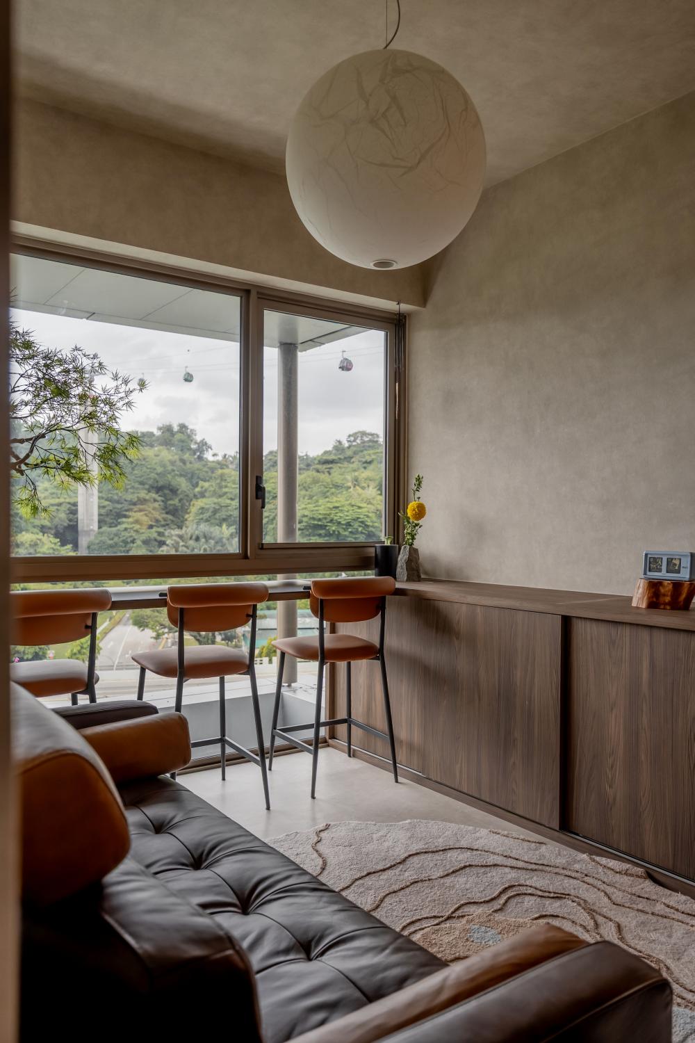 Modern Living Room with Bay Window and Sofa