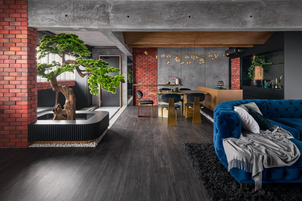Modern Living Room with Feature Wall and Carpet