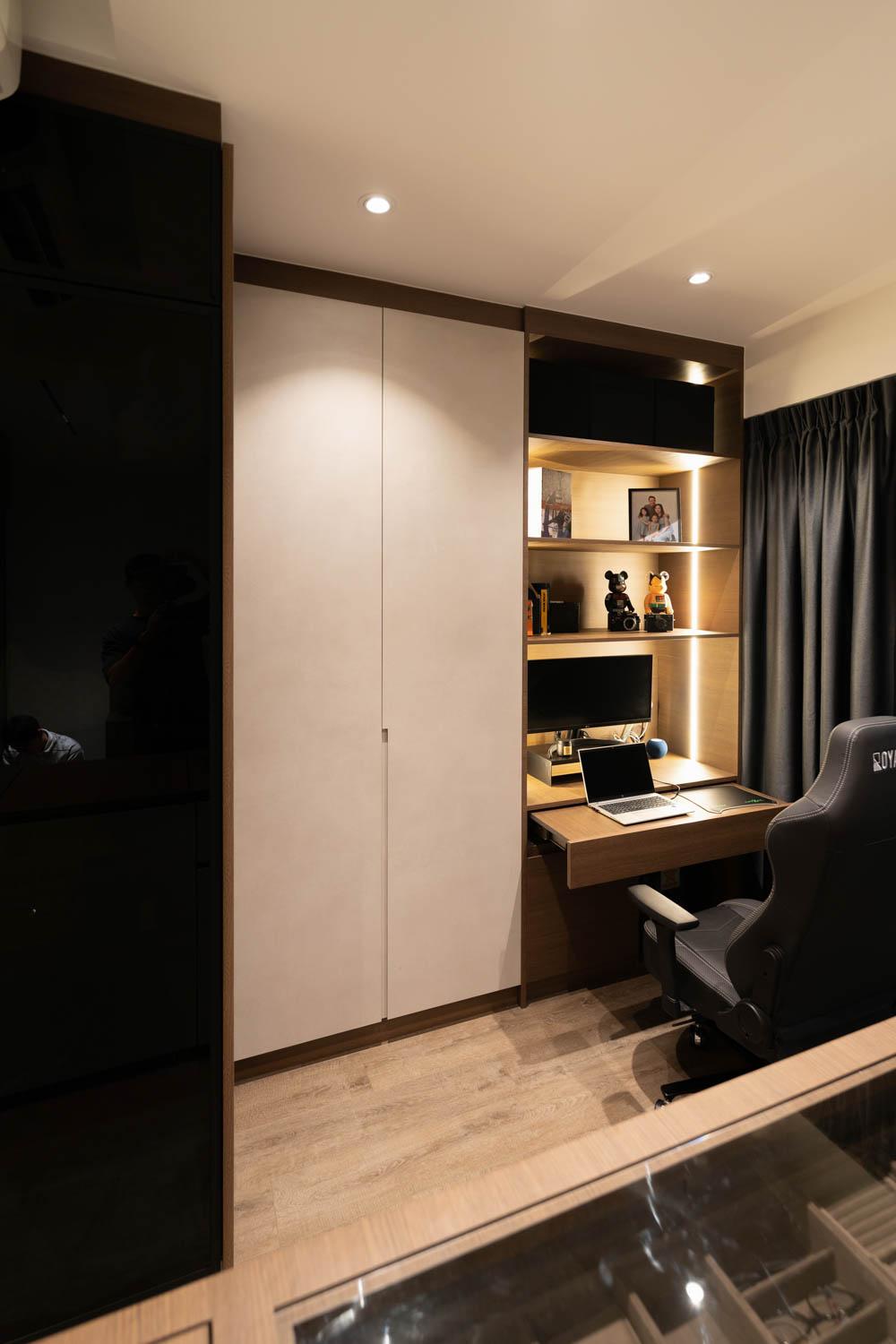 Modern Bedroom with Wardrobe and Computer Table