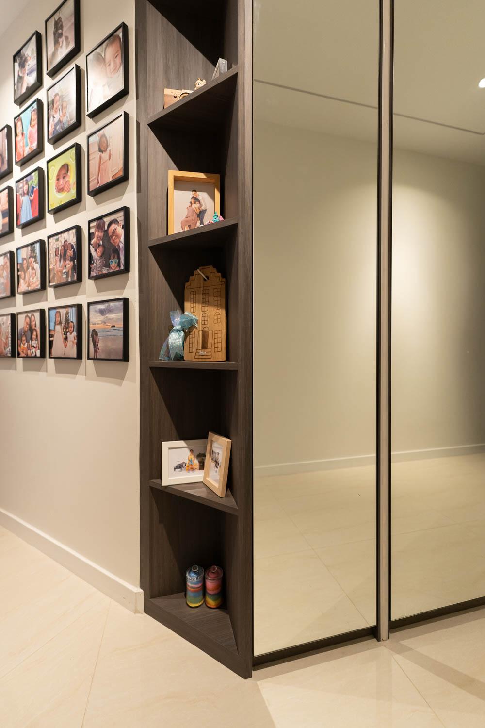 Modern Foyer with Mirror and Display Cabinets