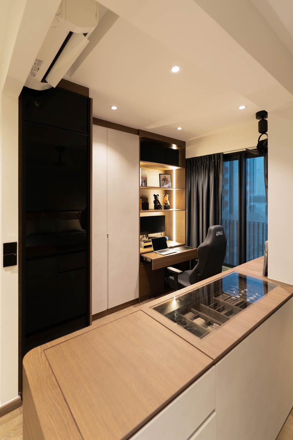Modern Bedroom with Wardrobe and Display Cabinets