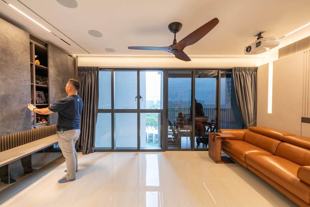 Modern Living Room with TV Console and Feature Wall