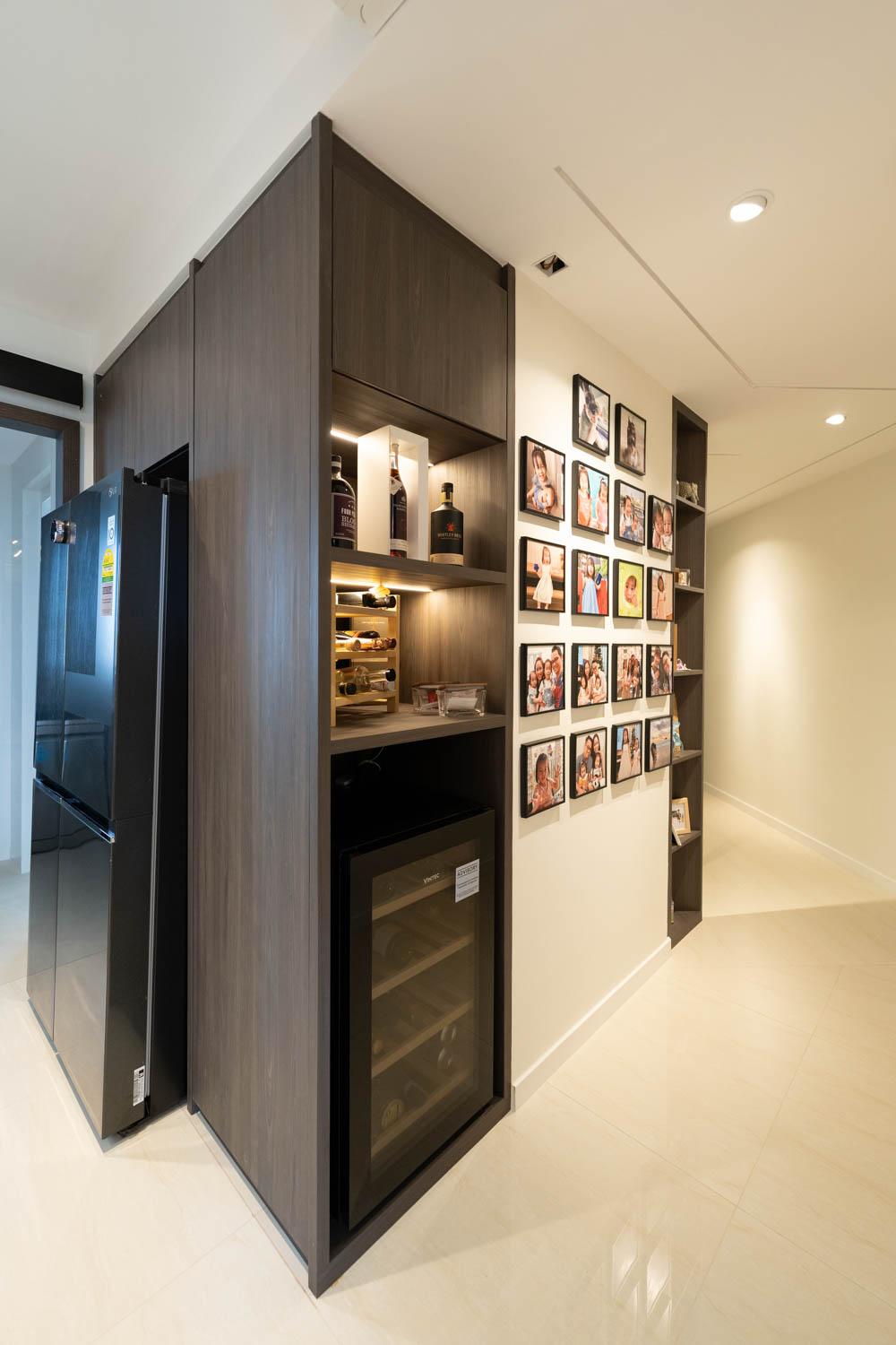 Modern Home Bar with Display Cabinets and Wine Storage