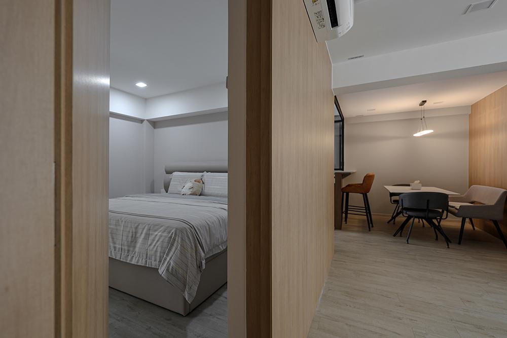 Scandinavian Hallway with Vinyl Flooring and Feature Wall
