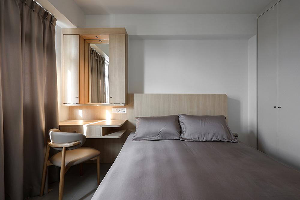 Minimalist Bedroom with Mirror and Wardrobe