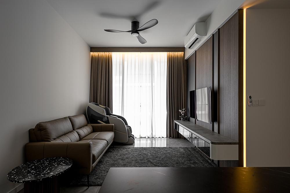 Modern Living Room with TV Console and Feature Wall