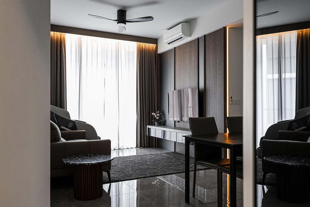 Modern Living Room with TV Console and Feature Wall