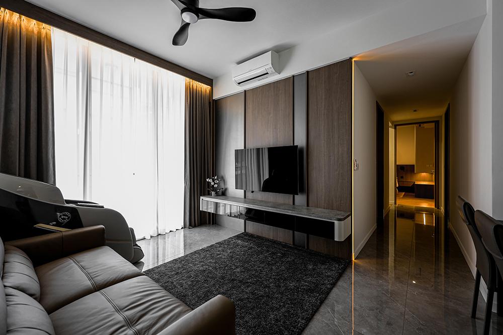 Modern Living Room with TV Console and Feature Wall