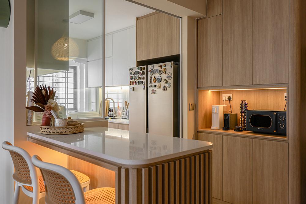 Country Pantry with Kitchen Island and Storage Cabinets