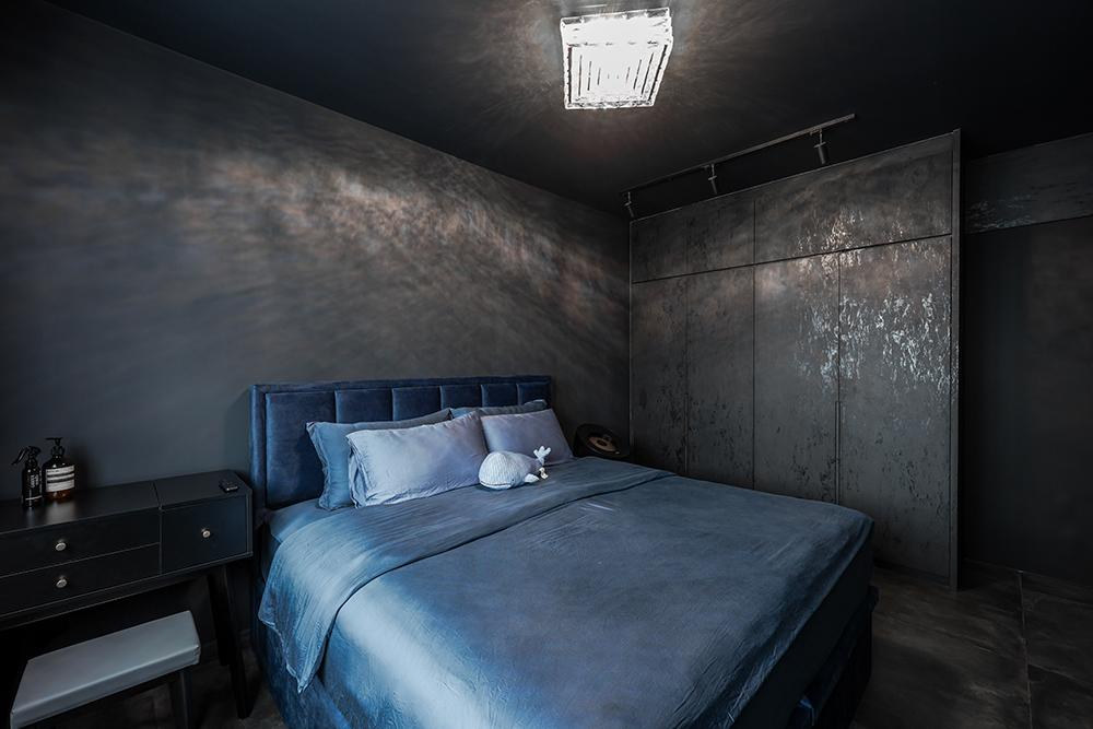Modern Bedroom with Wardrobe and Paintings