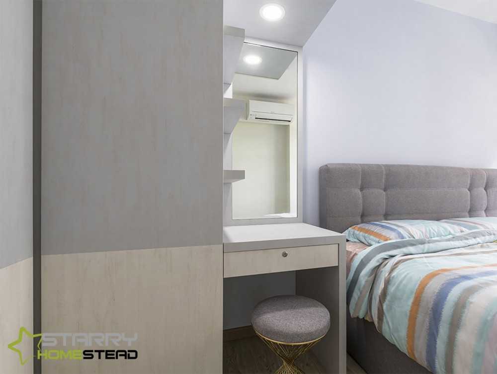 Scandinavian Bedroom with Bed and Dressing Table