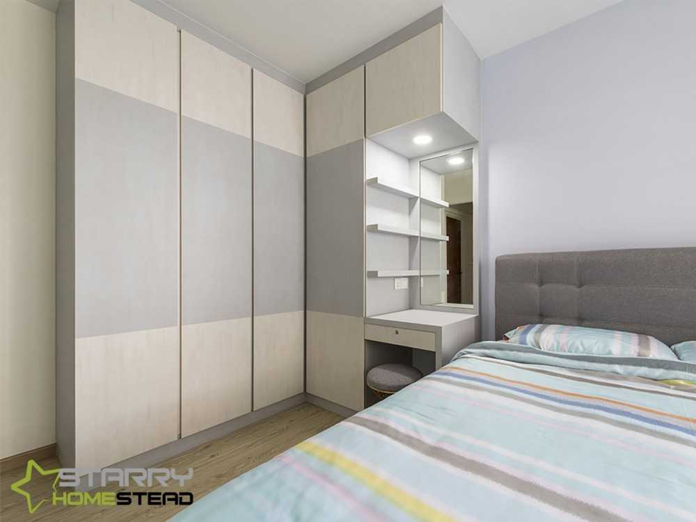Scandinavian Bedroom with Wardrobe and Bed