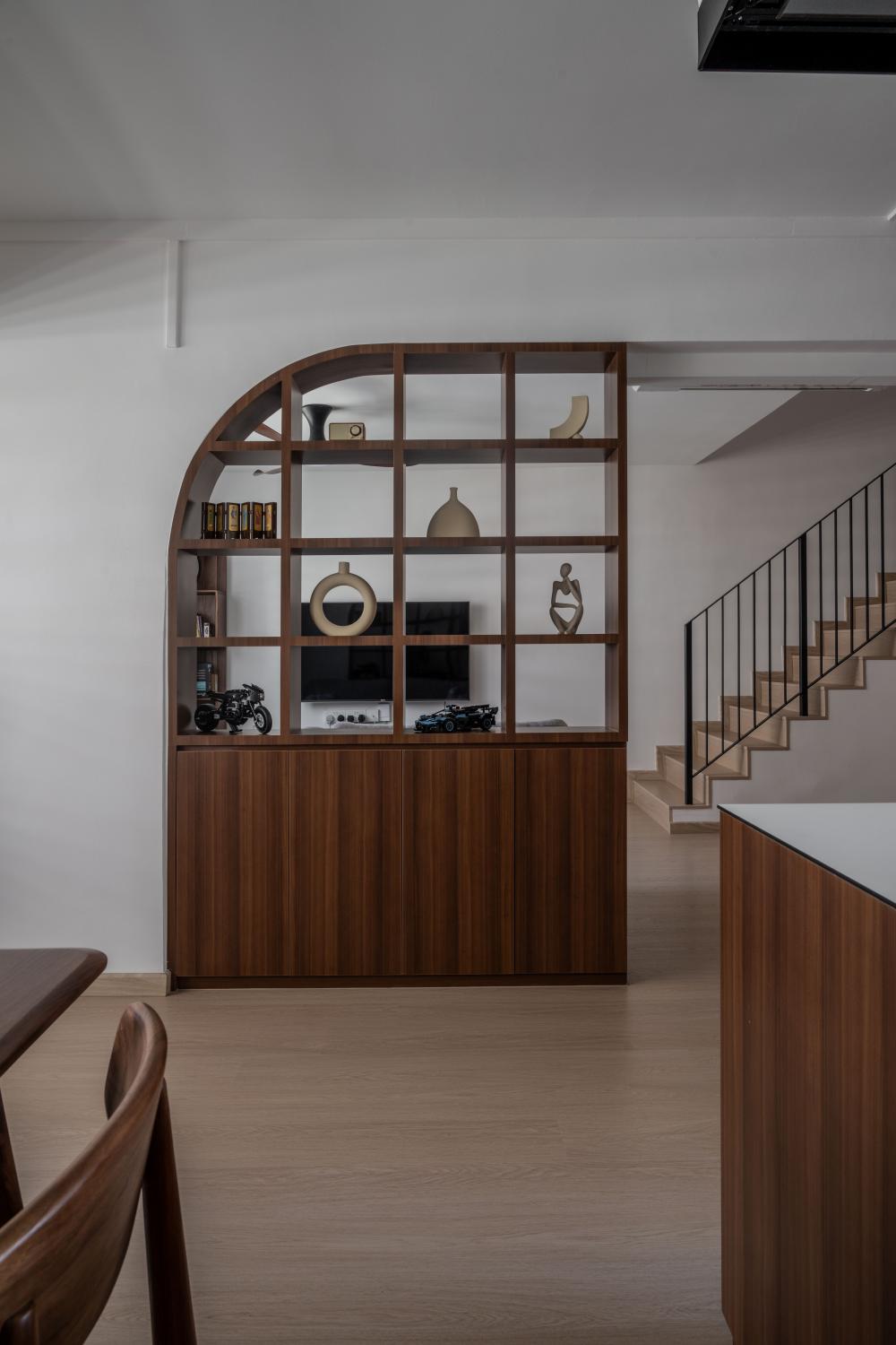 Contemporary Living Room with Bookshelf and TV
