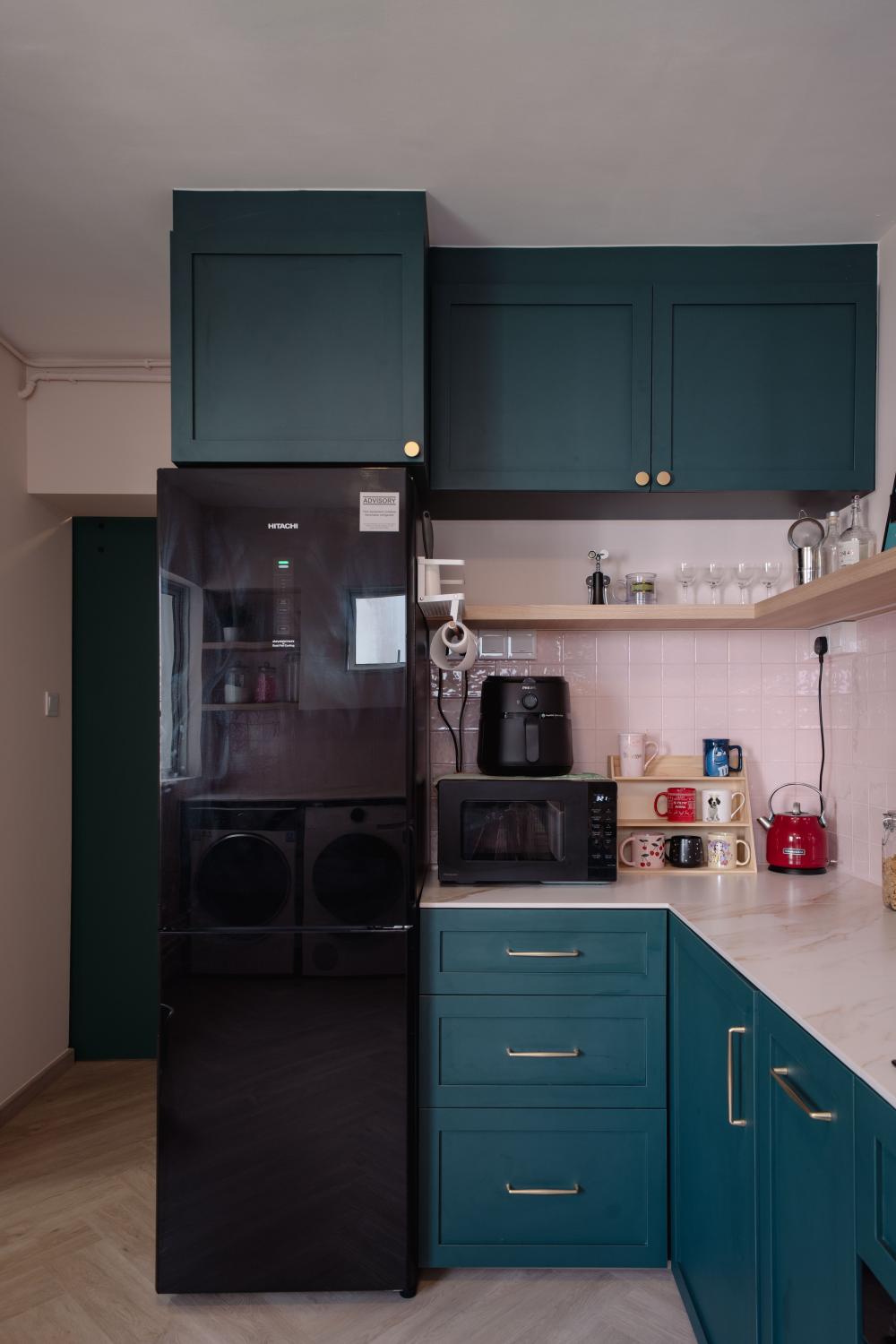 Country Kitchen with Countertop and Cupboard