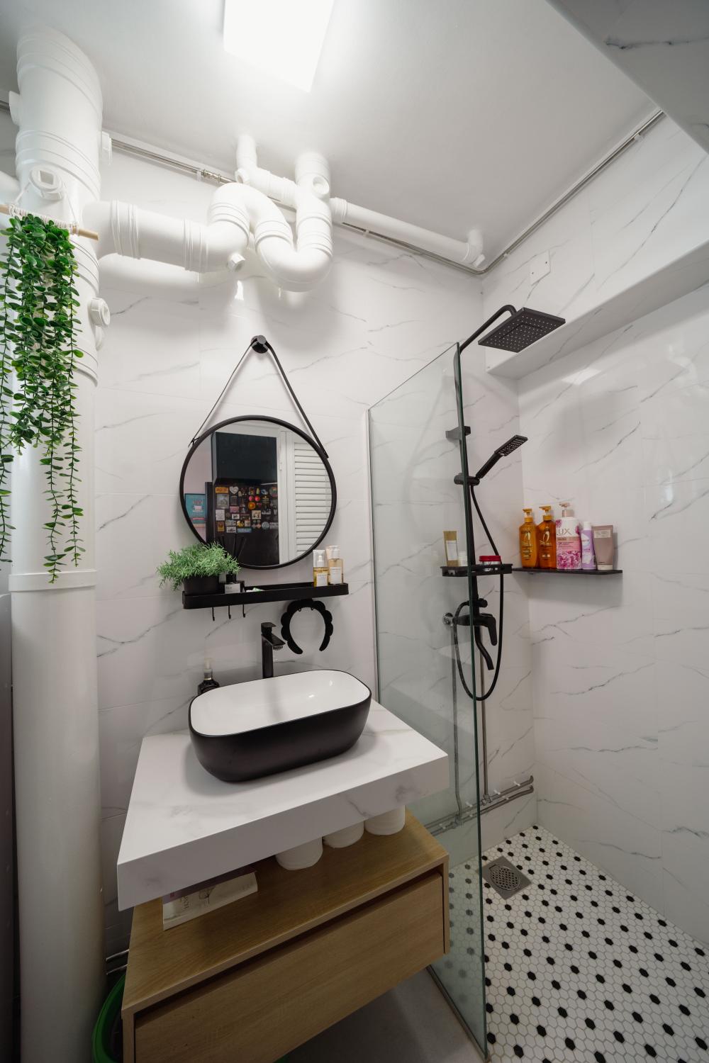 Country Bathroom with Mirror and Shower Screen